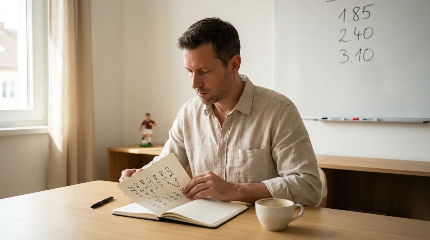 Cuotas de apuestas deportivas — persona analizando cifras en una pizarra