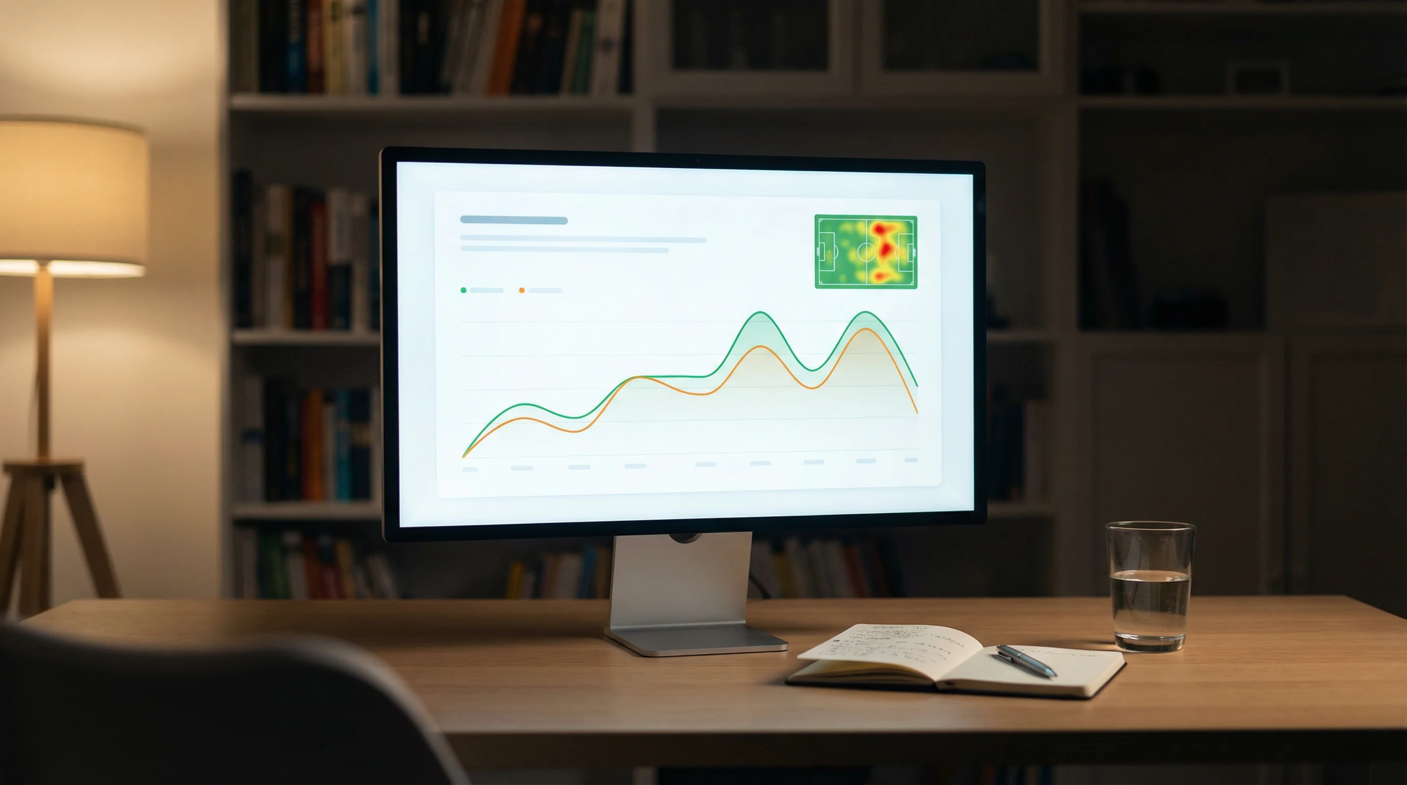 Pantalla de ordenador mostrando gráficos de rendimiento y estadísticas xG de equipos de fútbol