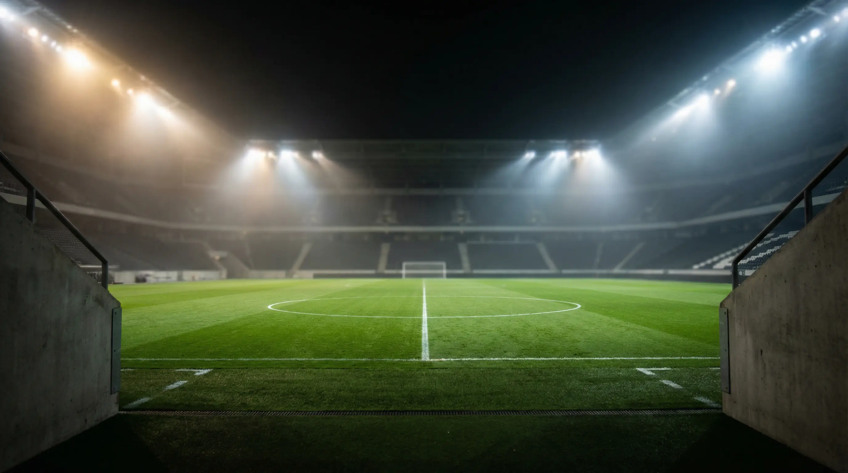 Estadio de fútbol iluminado de noche, escenario de apuestas deportivas de fútbol